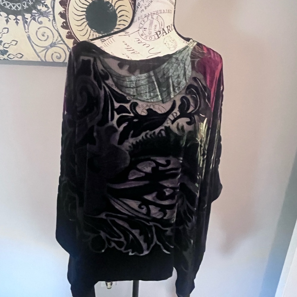 Chico's Black Velvet Poncho